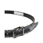 Dolce & Gabbana Black Sequins Silver Metal Logo Buckle Belt BEL9400-90
