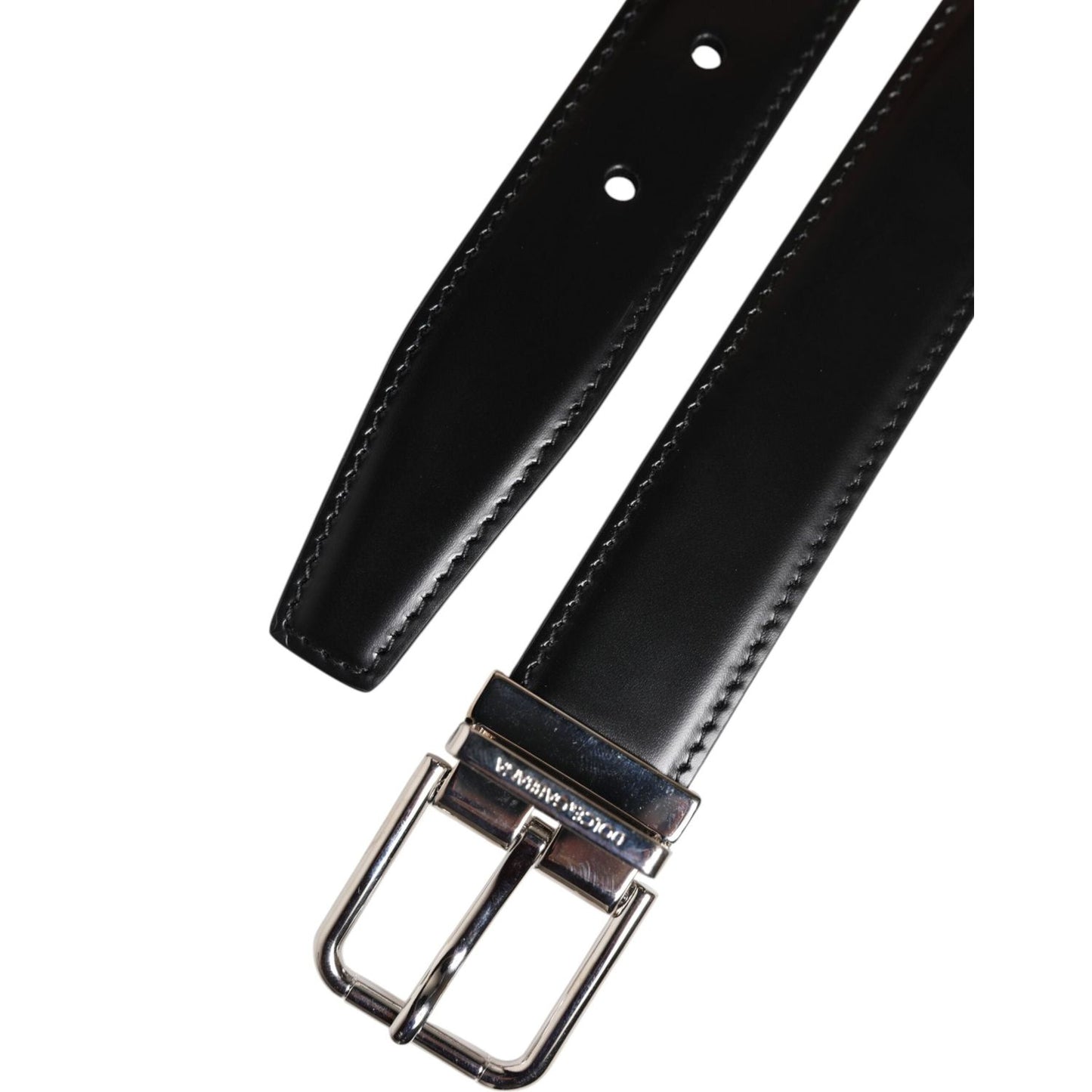 Dolce & Gabbana Black Classic Leather Metal Buckle Belt BEL9427-85