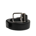 Dolce & Gabbana Black Classic Leather Silver Tone Buckle Belt BEL9470-100