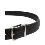 Dolce & Gabbana Black Classic Leather Silver Tone Buckle Belt BEL9470-100