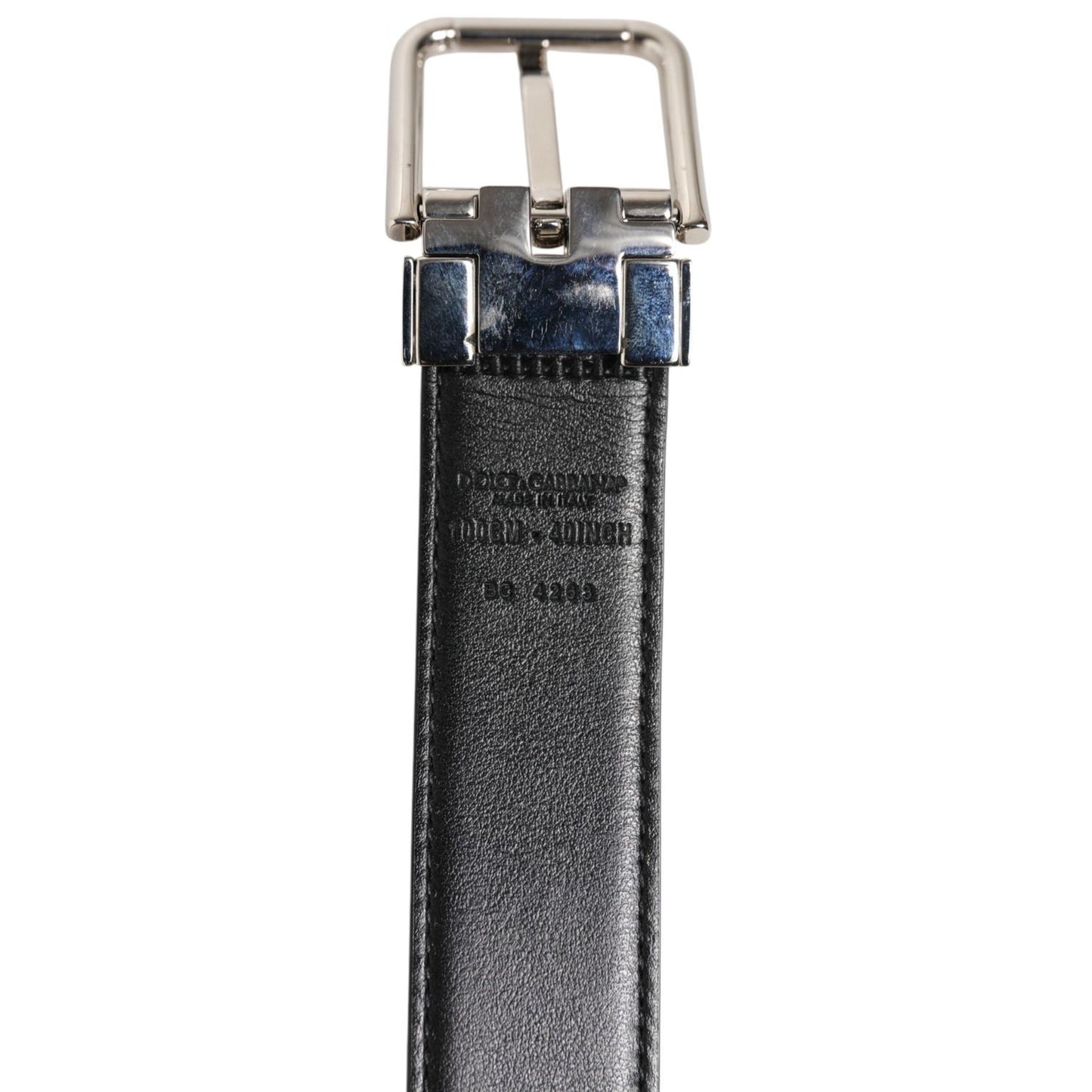 Dolce & Gabbana Black Classic Leather Silver Tone Buckle Belt BEL9470-100