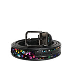 Dolce & Gabbana Black Sequin Embellished Metal Buckle Belt BEL9475-95
