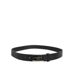 Dolce & Gabbana Black Leather Classic Metal Logo Buckle Belt BEL9492-100