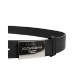 Dolce & Gabbana Black Leather Classic Metal Logo Buckle Belt BEL9492-100