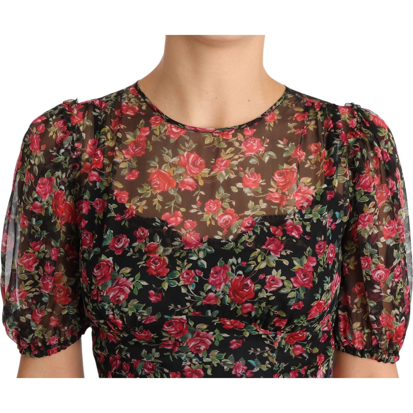 Dolce & Gabbana Elegant Black Silk Floral A-Line Gown Dolce & Gabbana Dark Slate Gray