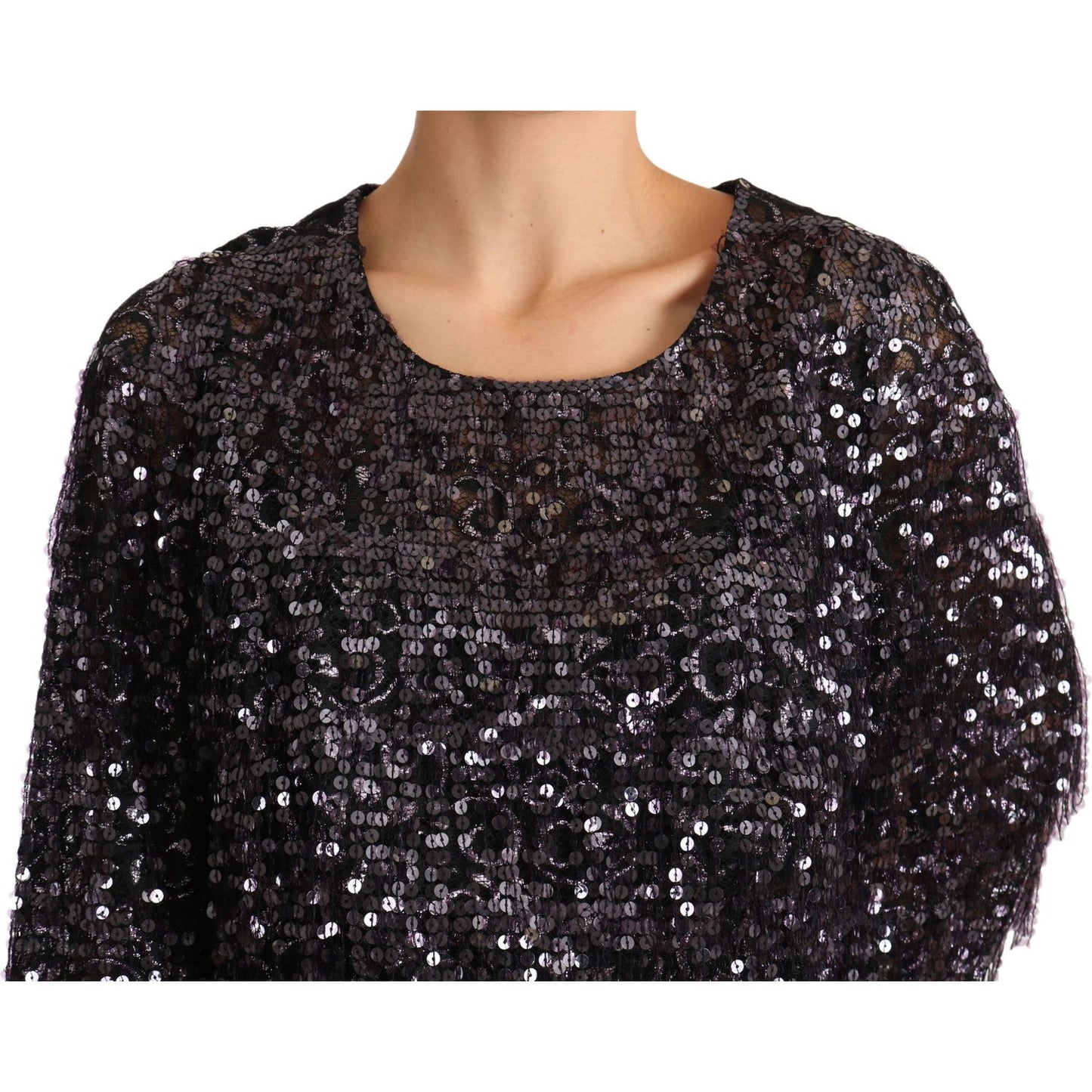 Dolce & Gabbana Sequined Shift Midi Dress – Timeless Elegance Dolce & Gabbana Black