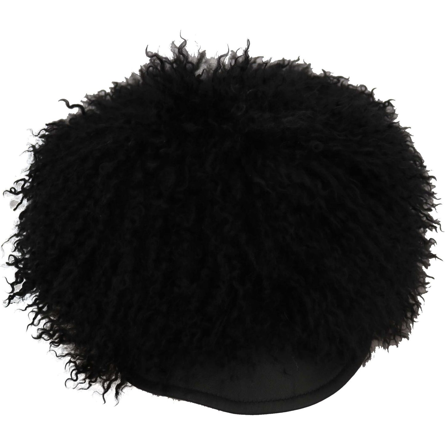 Dolce & Gabbana Chic Black Gatsby Cap in Tibet Lamb Fur Hat Dolce & Gabbana Black