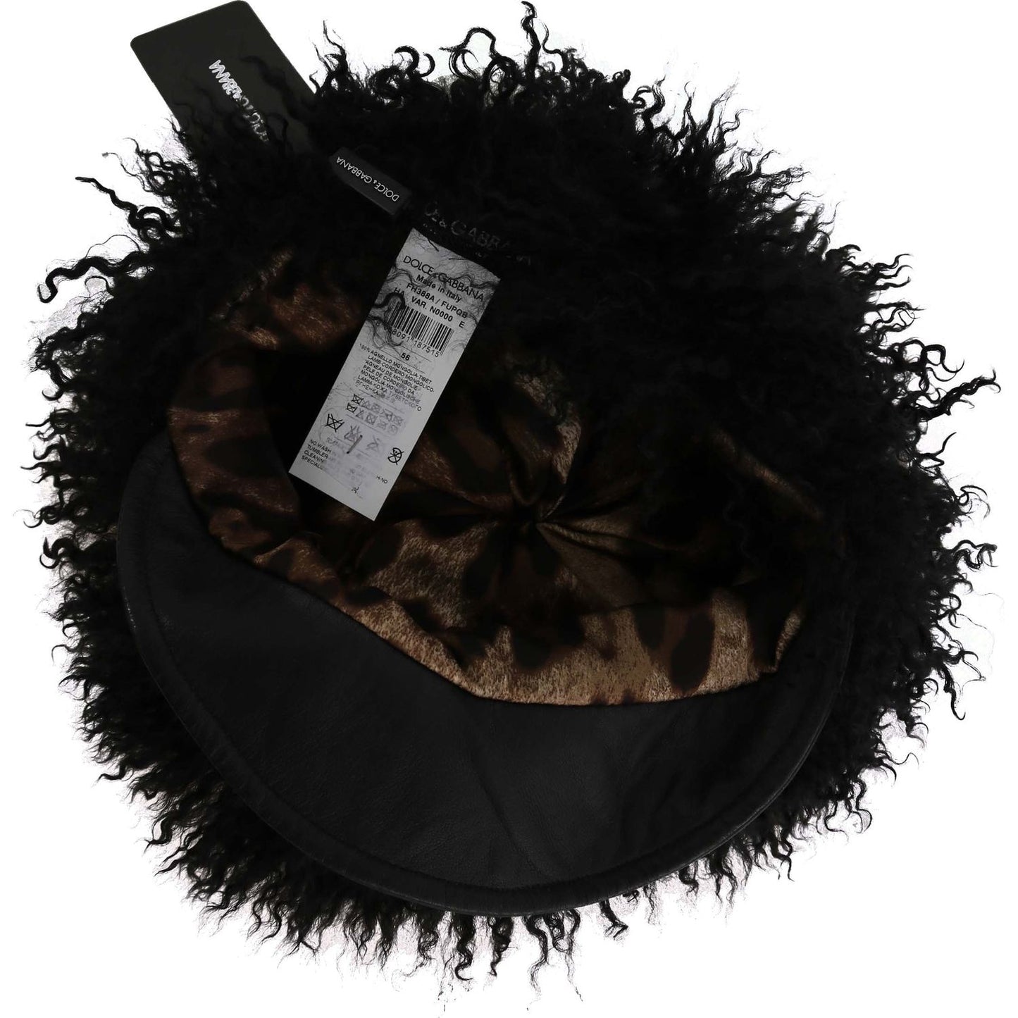 Dolce & Gabbana Chic Black Gatsby Cap in Tibet Lamb Fur Hat Dolce & Gabbana Black