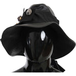 Dolce & Gabbana Elegant Black Leather Cloche Cap Hat Dolce & Gabbana Black