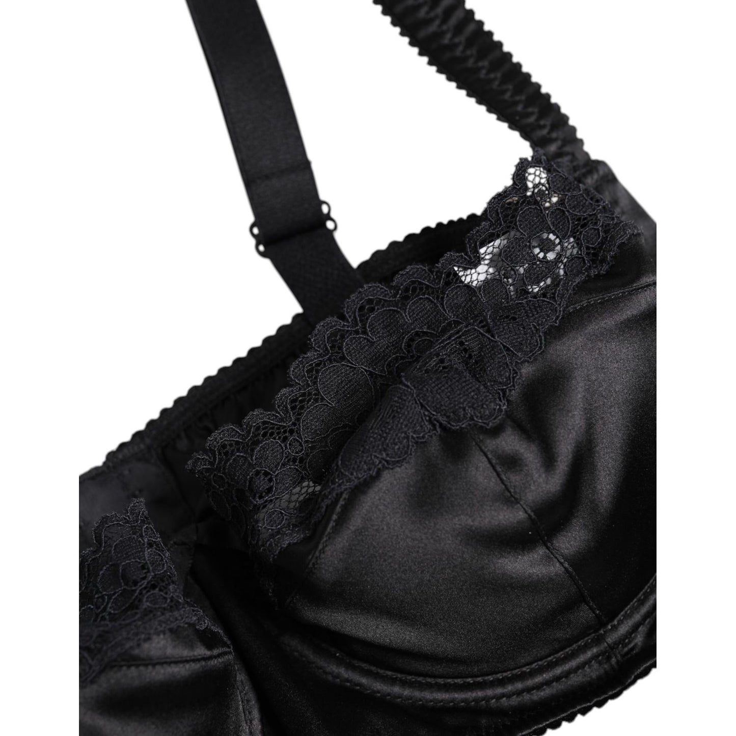 Dolce & Gabbana Black Silk Underwired Balconette Bra Underwear