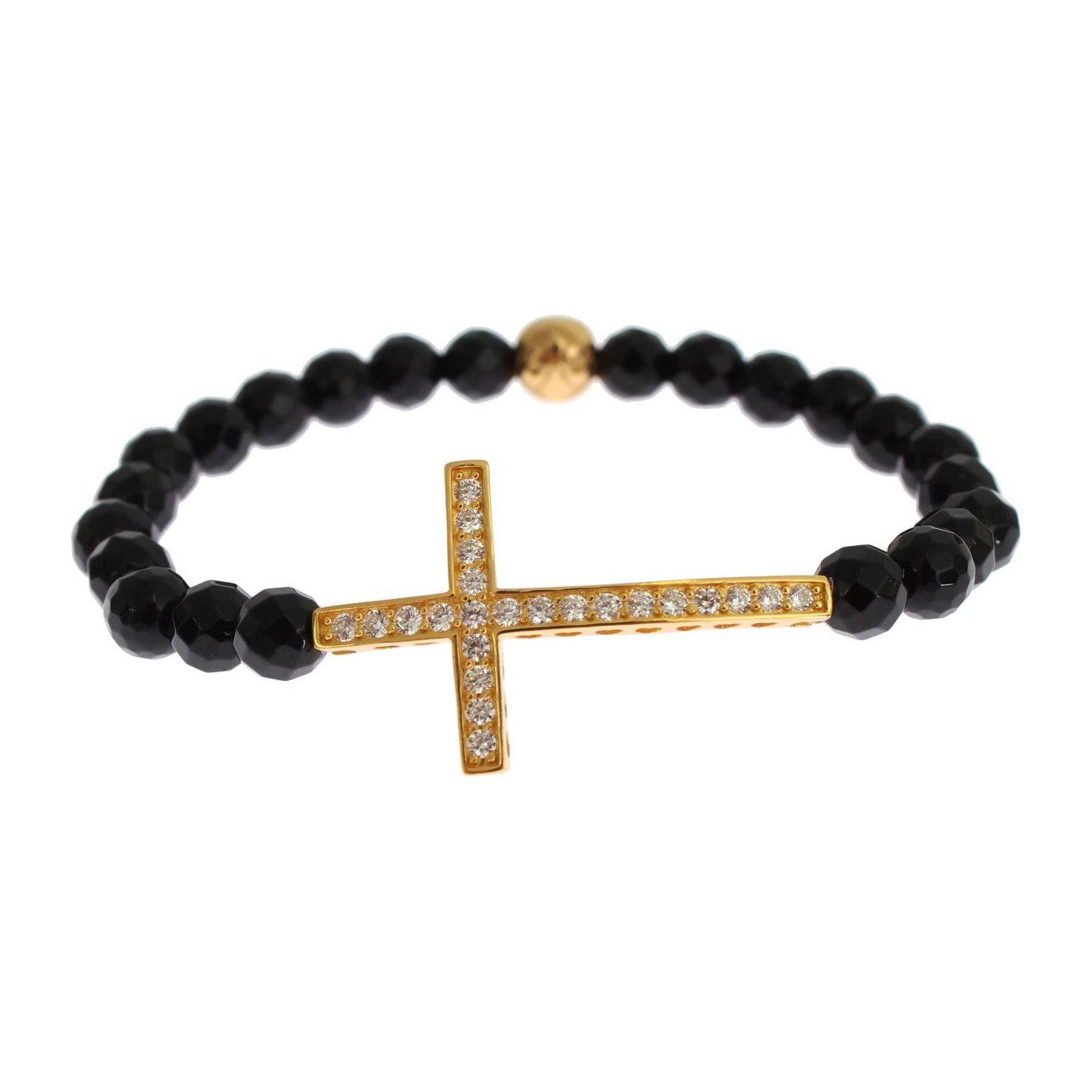 Nialaya Gold Plated Sterling Bracelet with CZ Diamond Cross Bracelet Nialaya Dark Slate Gray