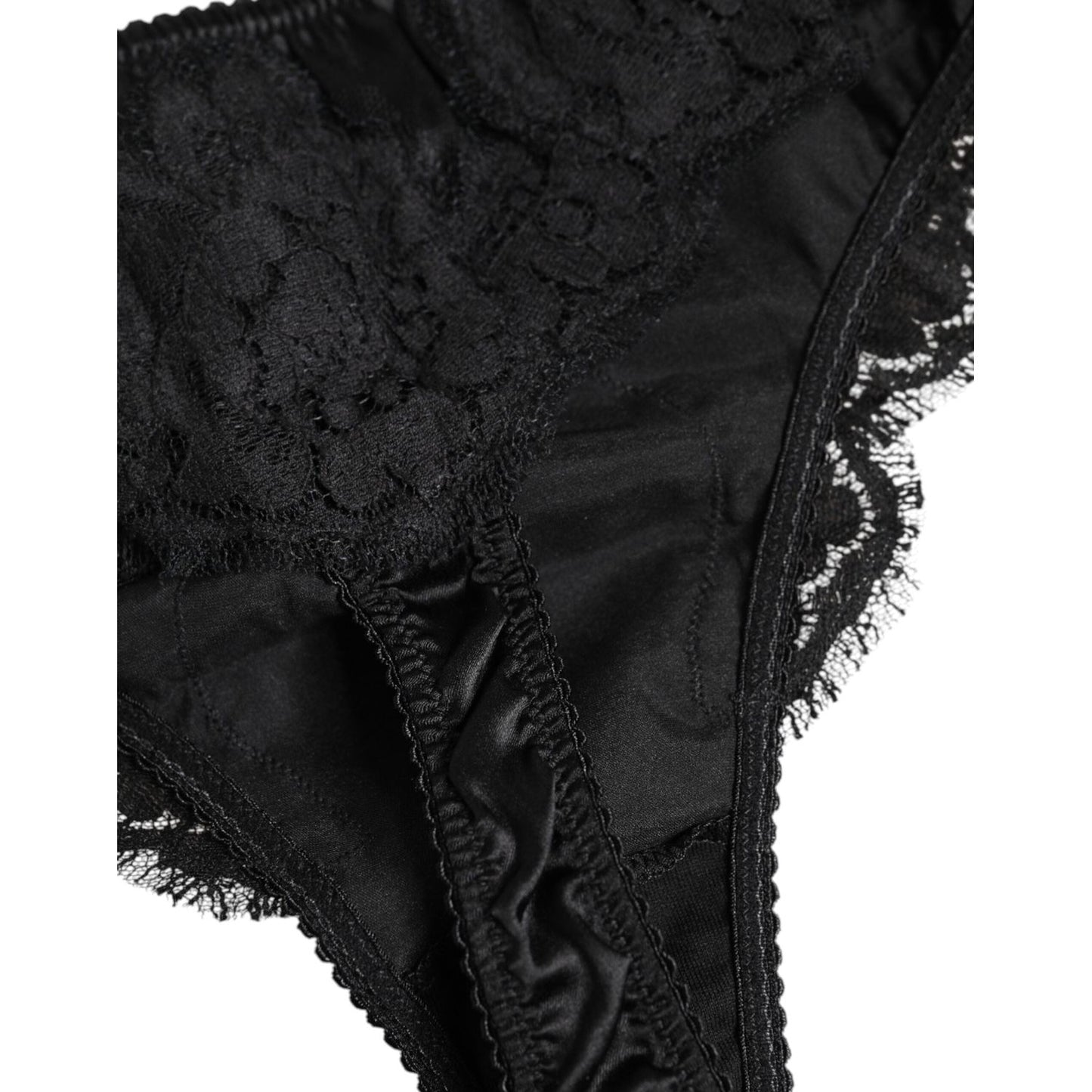 Dolce & Gabbana Black Silk Lace Stretch Bikini Panty Underwear BIK1536-3