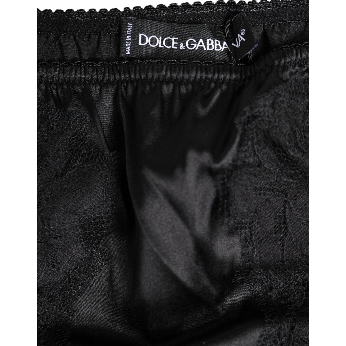 Dolce & Gabbana Black Silk Lace Stretch Bikini Panty Underwear BIK1536-3