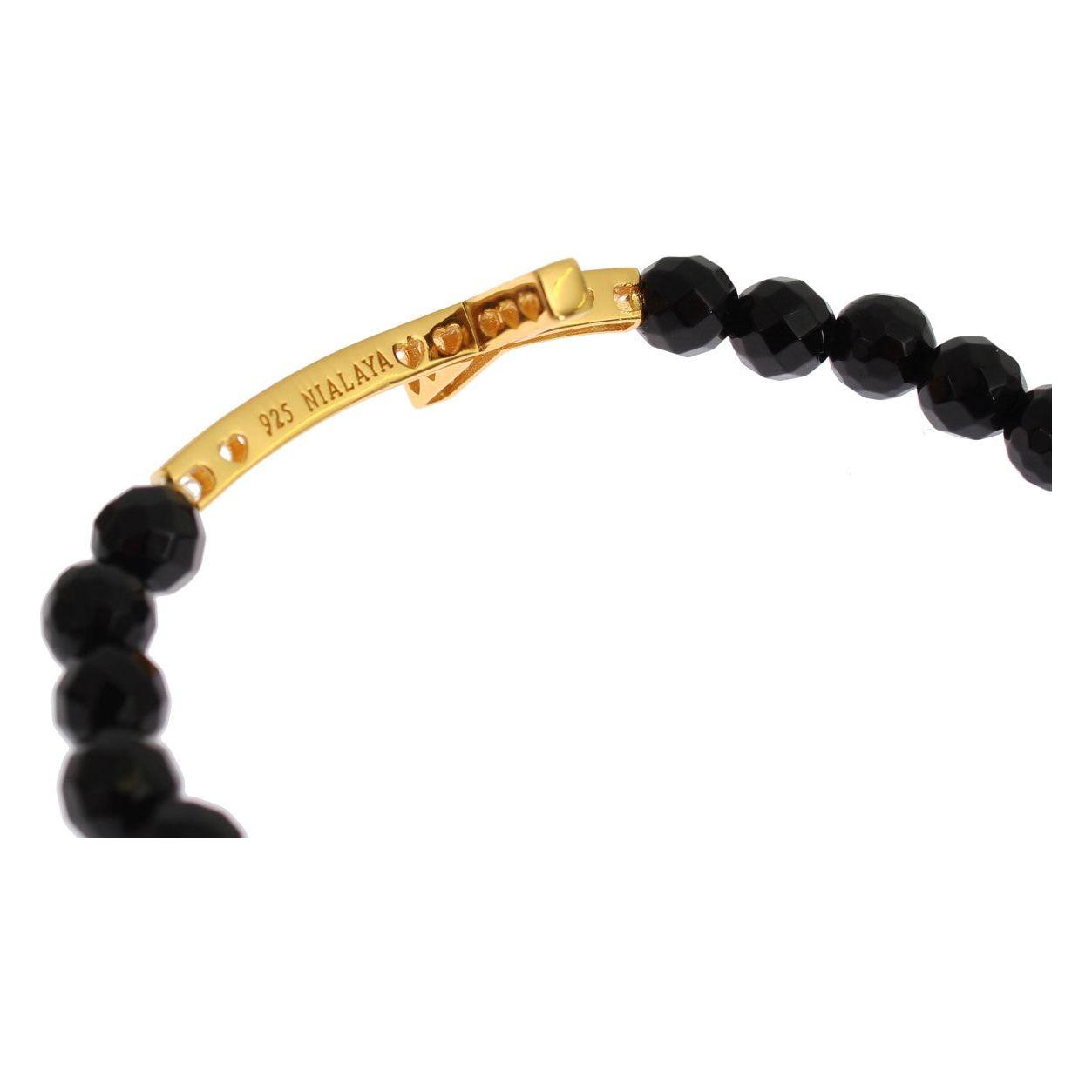 Nialaya Gold Plated Sterling Bracelet with CZ Diamond Cross Bracelet Nialaya Black