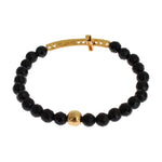 Nialaya Gold Plated Sterling Bracelet with CZ Diamond Cross Bracelet Nialaya Tan