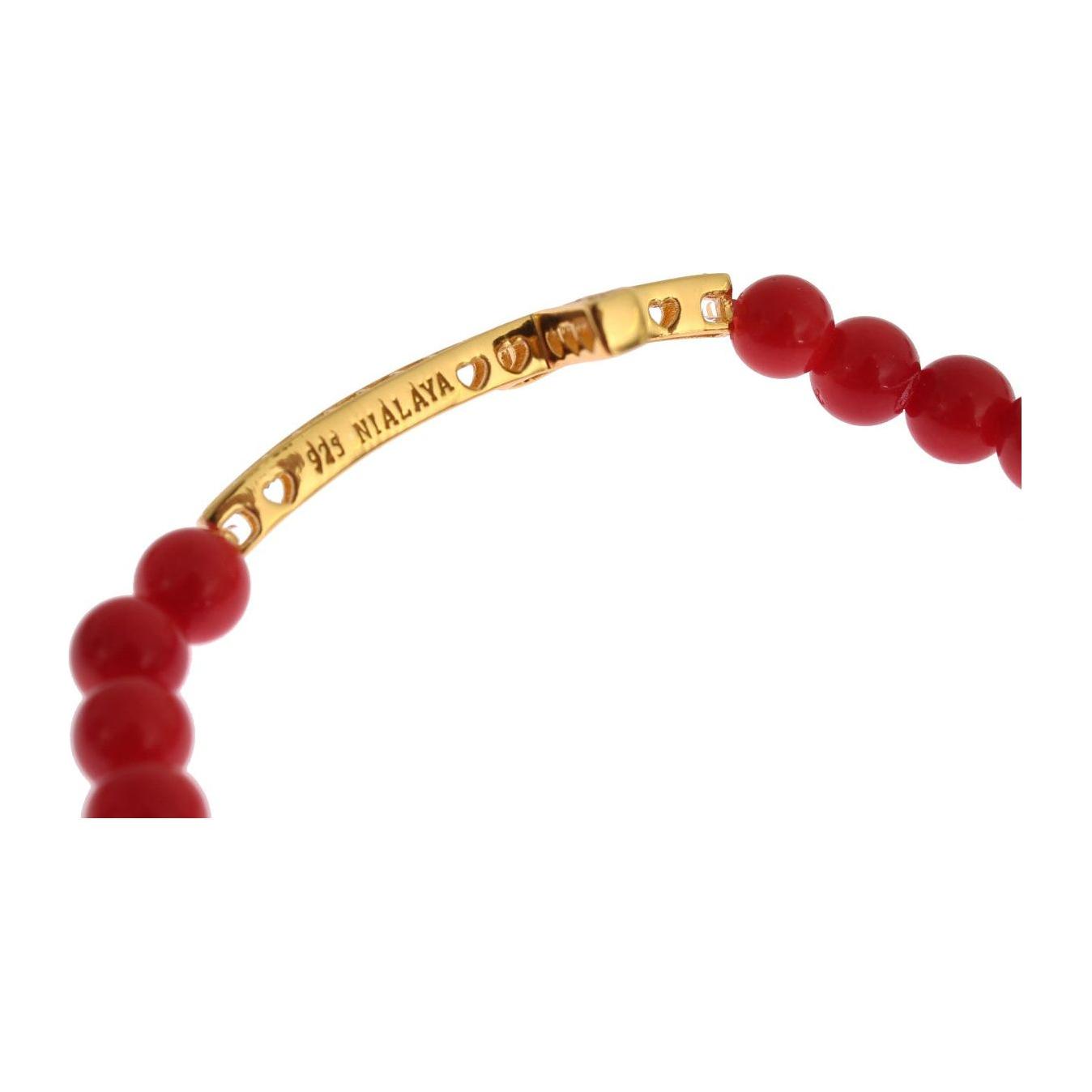 Nialaya Elegant Gold and Red Coral Beaded Bracelet Bracelet Nialaya Wheat
