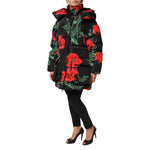 Dolce & Gabbana Black Floral Polyester Hooded Quilted Jacket JKT41497-40