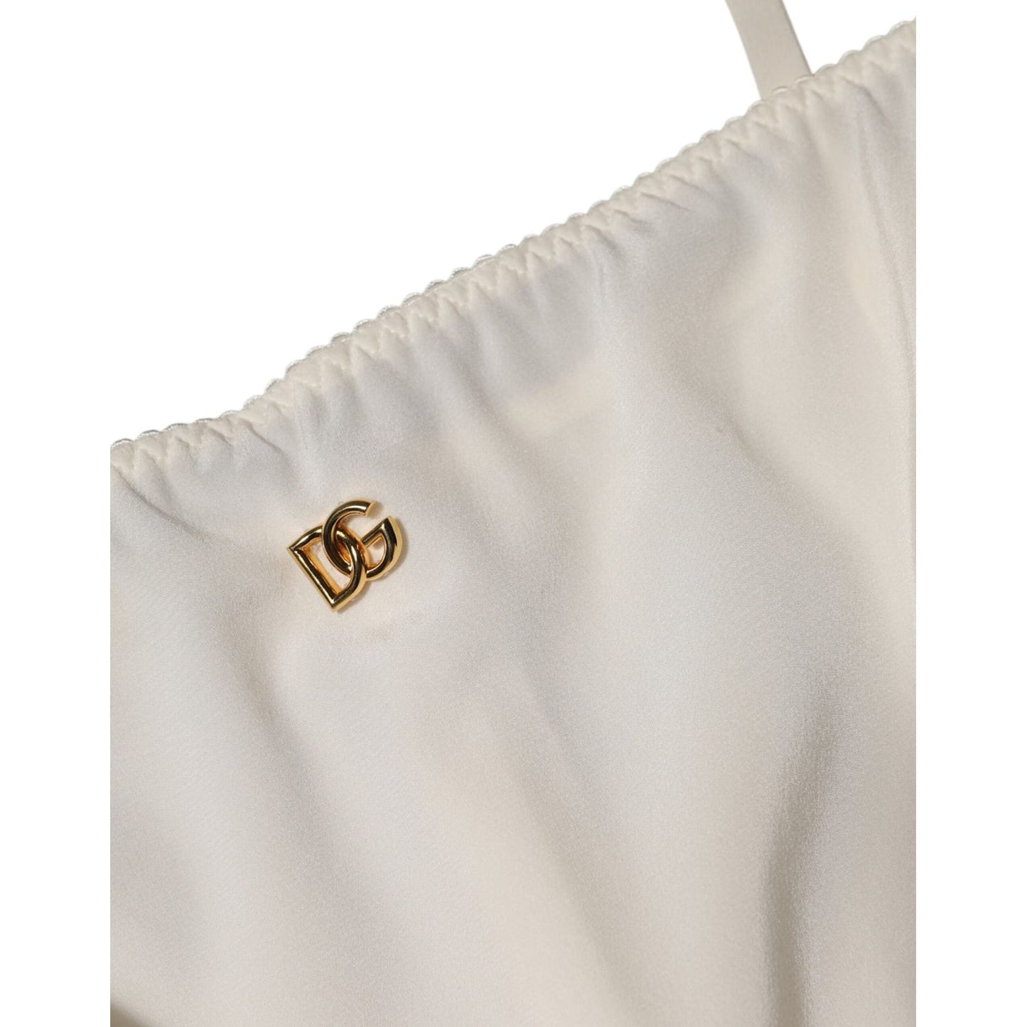 Dolce & Gabbana White Full Slip DG Logo Silk Dress Sleepwear DR81790-44