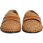 Dolce & Gabbana Brown Woven Raffia Slip On Loafers Shoes