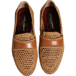 Dolce & Gabbana Brown Woven Raffia Slip On Loafers Shoes