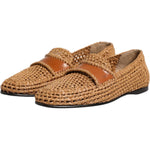 Dolce & Gabbana Brown Woven Raffia Slip On Loafers Shoes