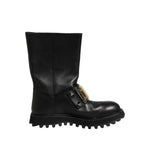 Dolce & Gabbana Black Leather DG Logo Plaque High Boots Shoes MV7579-44