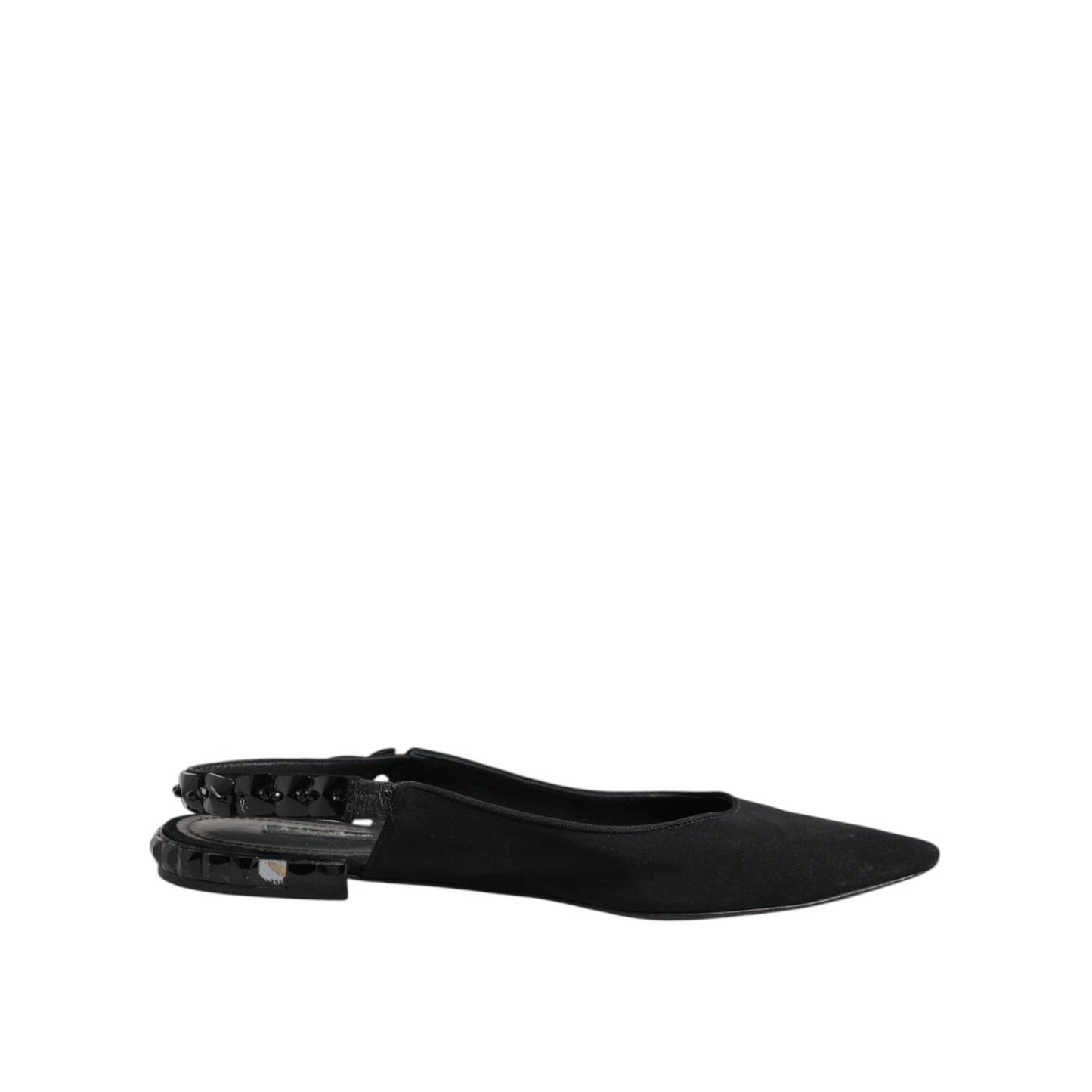 Dolce & Gabbana Black Crystal Charmeuse Slingback Shoes LA12720-40.5