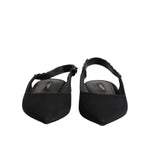 Dolce & Gabbana Black Crystal Charmeuse Slingback Shoes LA12724-37
