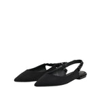 Dolce & Gabbana Black Crystal Charmeuse Slingback Shoes LA12724-37