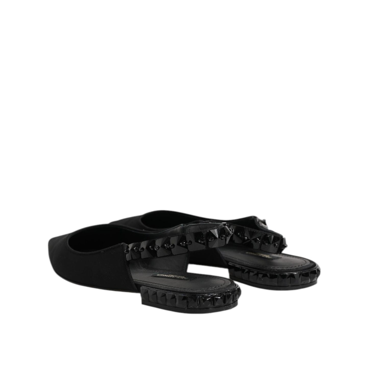 Dolce & Gabbana Black Crystal Charmeuse Slingback Shoes LA12724-37