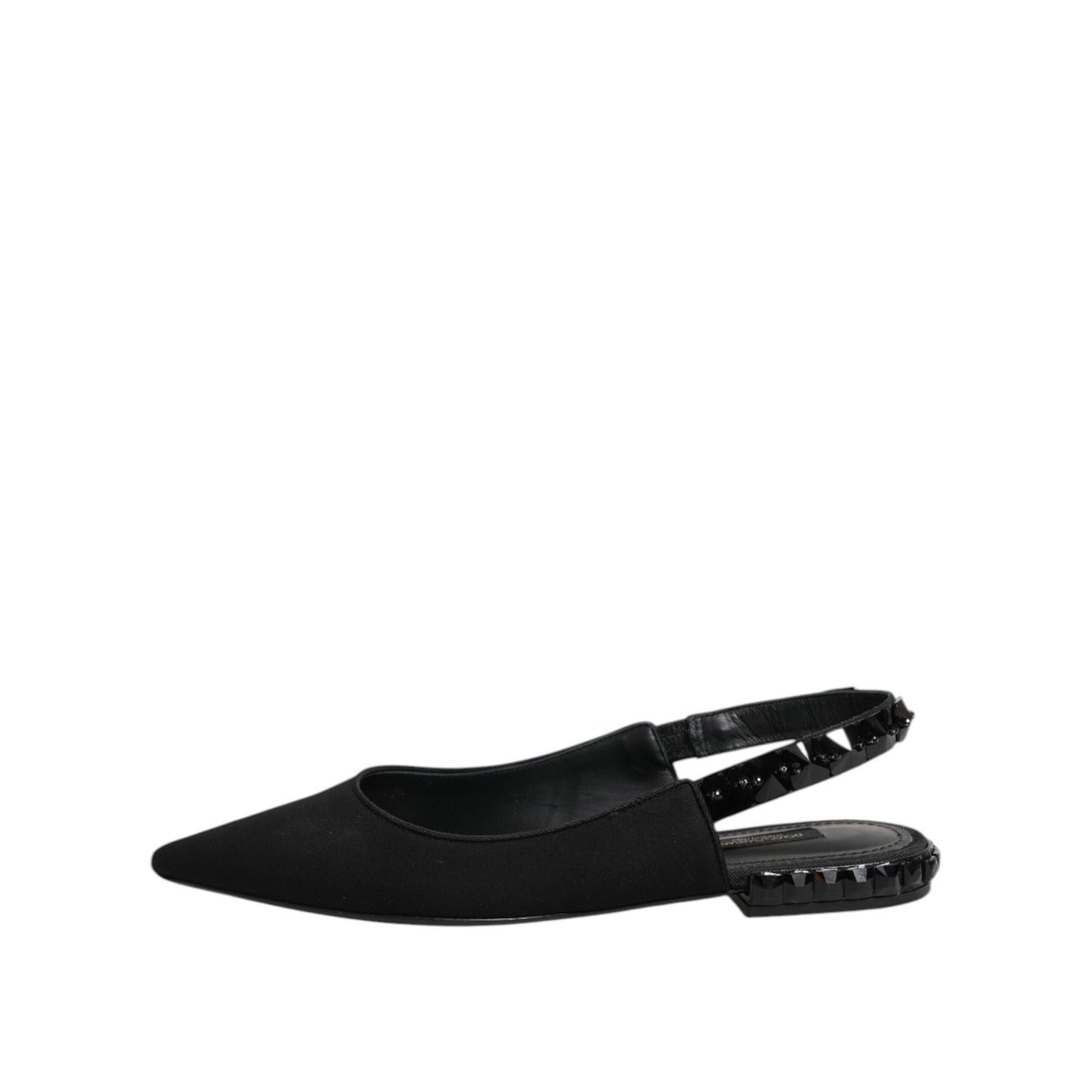 Dolce & Gabbana Black Crystal Charmeuse Slingback Shoes LA12724-37