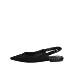 Dolce & Gabbana Black Crystal Charmeuse Slingback Shoes LA12724-37