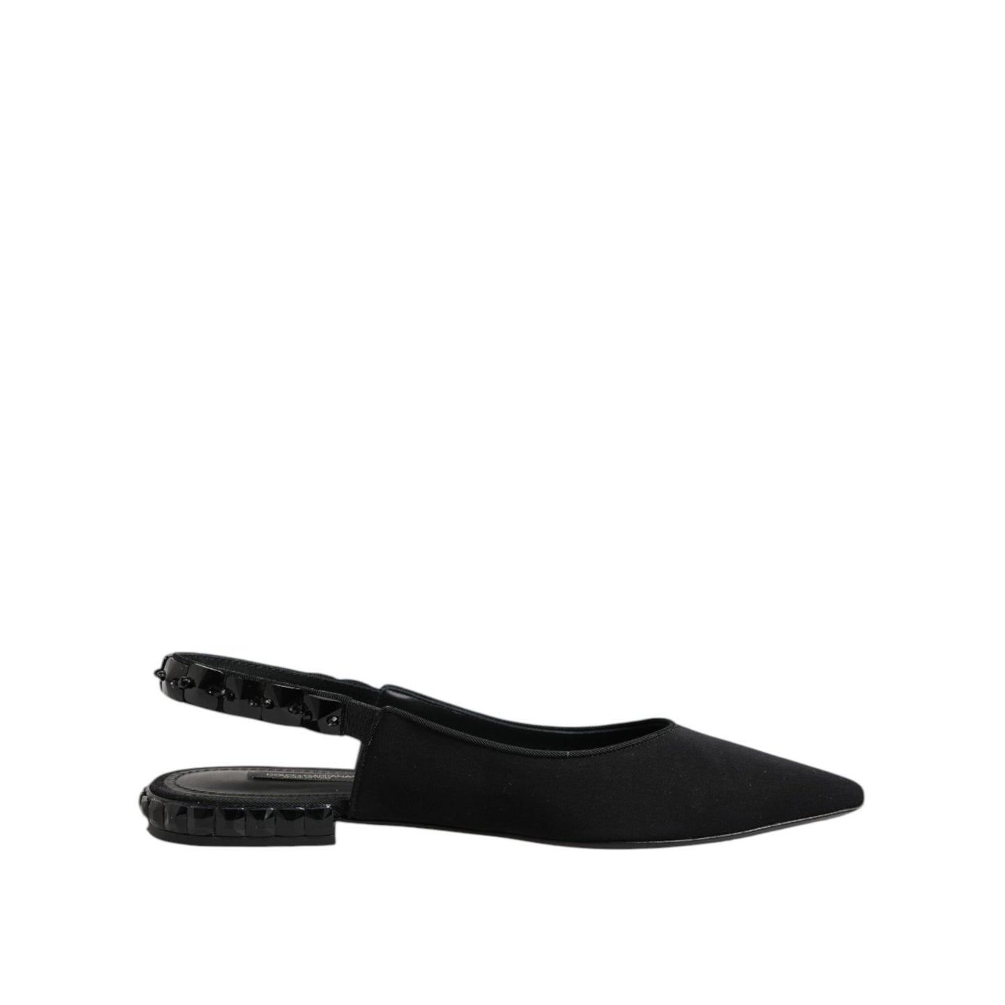 Dolce & Gabbana Black Crystal Charmeuse Slingback Shoes LA12724-37