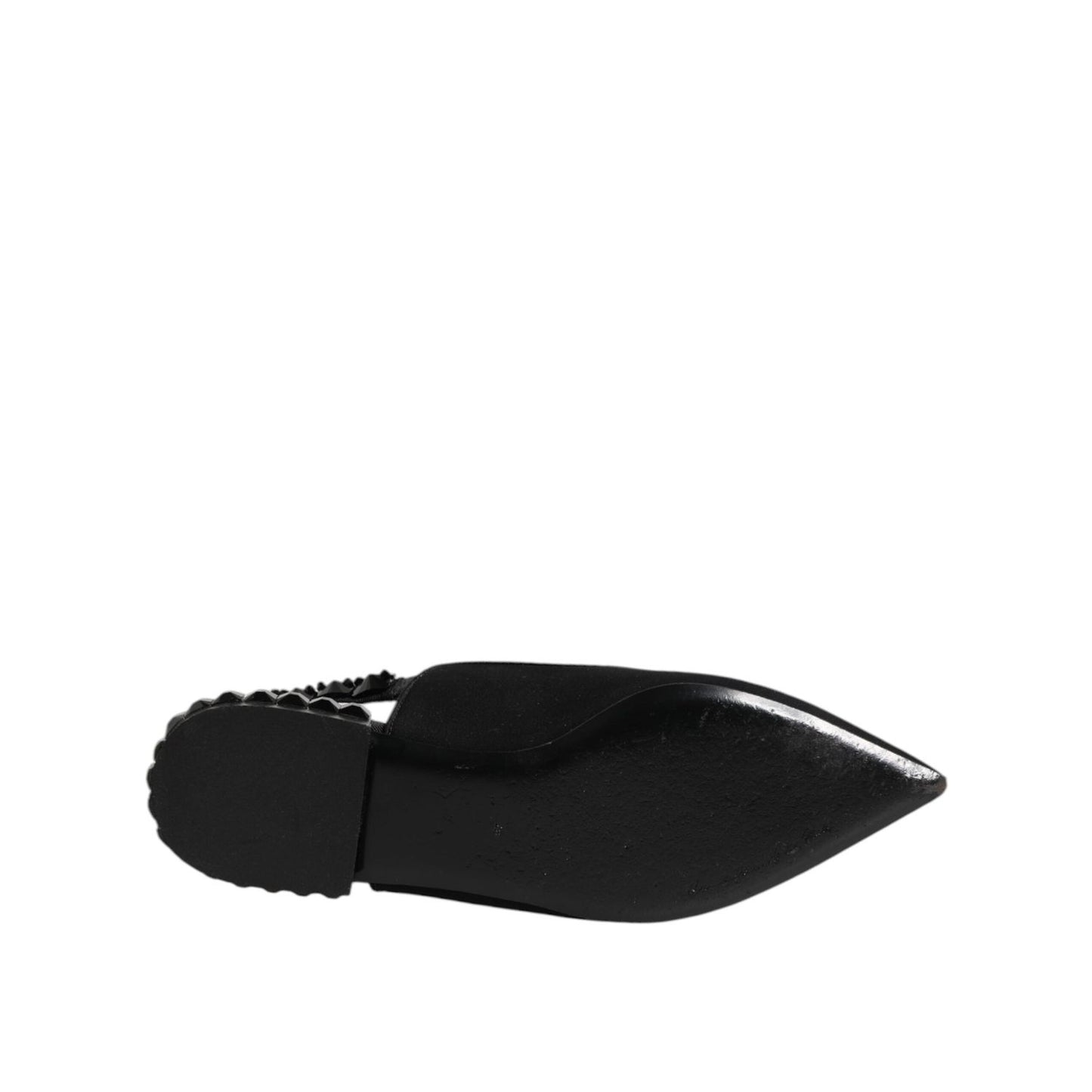 Dolce & Gabbana Black Crystal Charmeuse Slingback Shoes LA12724-37