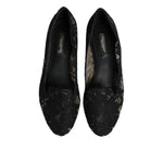 Dolce & Gabbana Black Taormina Lace Slip On Flats Shoes LA12730-37.5