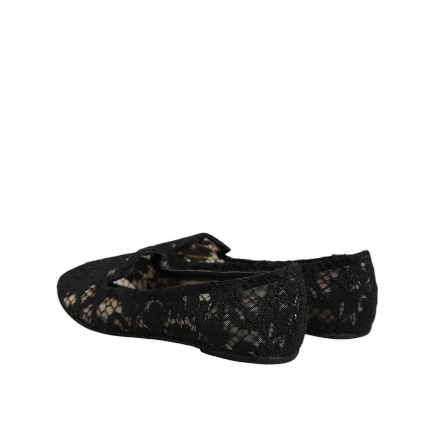 Dolce & Gabbana Black Taormina Lace Slip On Flats Shoes LA12730-37.5