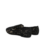 Dolce & Gabbana Black Taormina Lace Slip On Flats Shoes LA12730-37.5