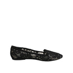 Dolce & Gabbana Black Taormina Lace Slip On Flats Shoes LA12730-37.5