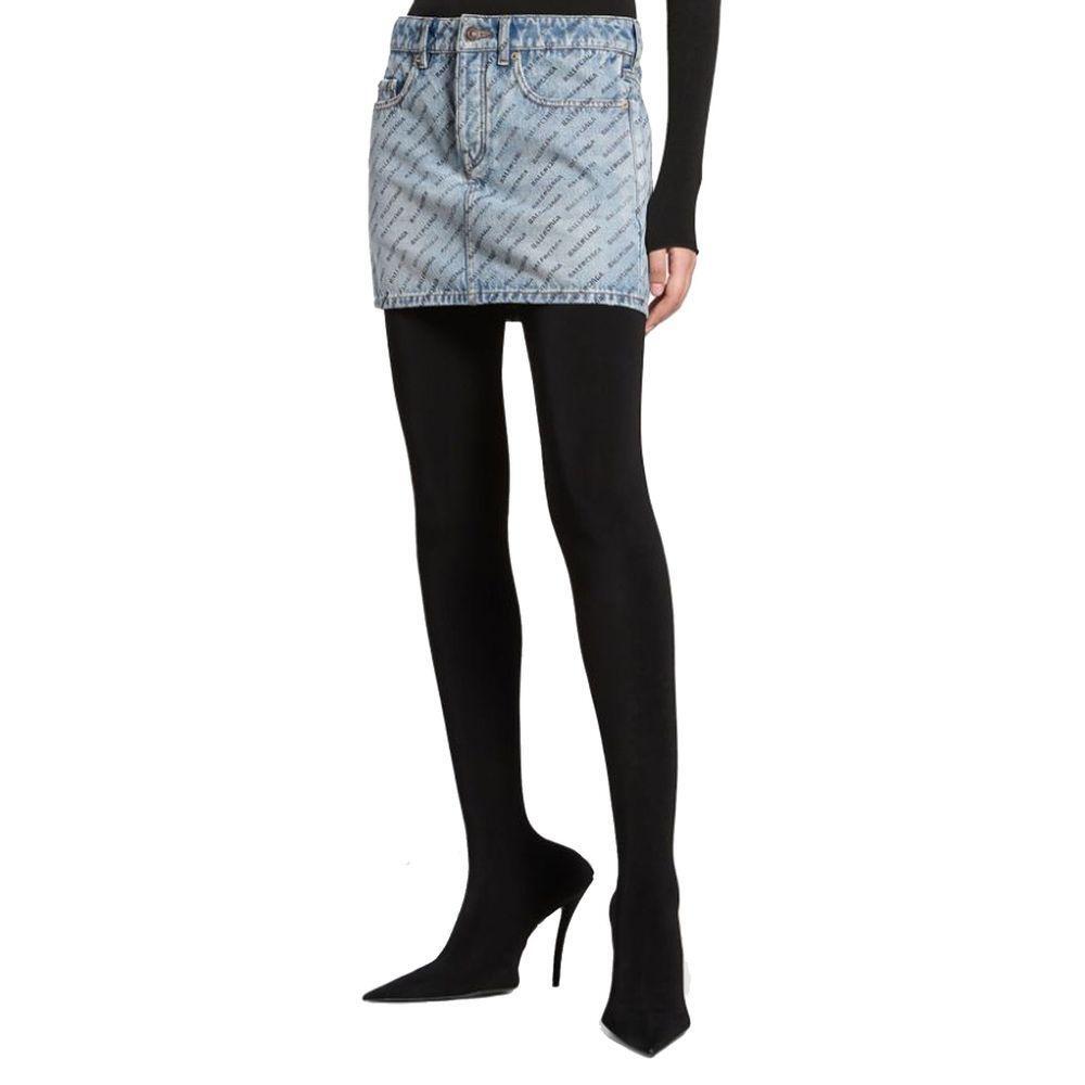 Balenciaga Logo Print Denim Skirt BA-8735218172116-42