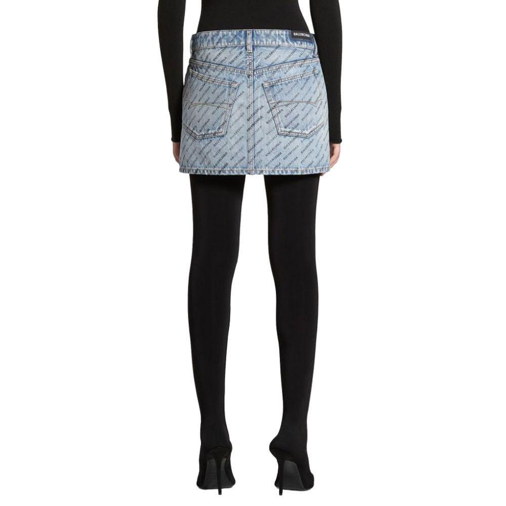 Balenciaga Logo Print Denim Skirt BA-8735218172116-42