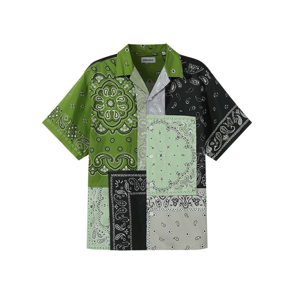Kenzo Green Cotton Pattern Shirt