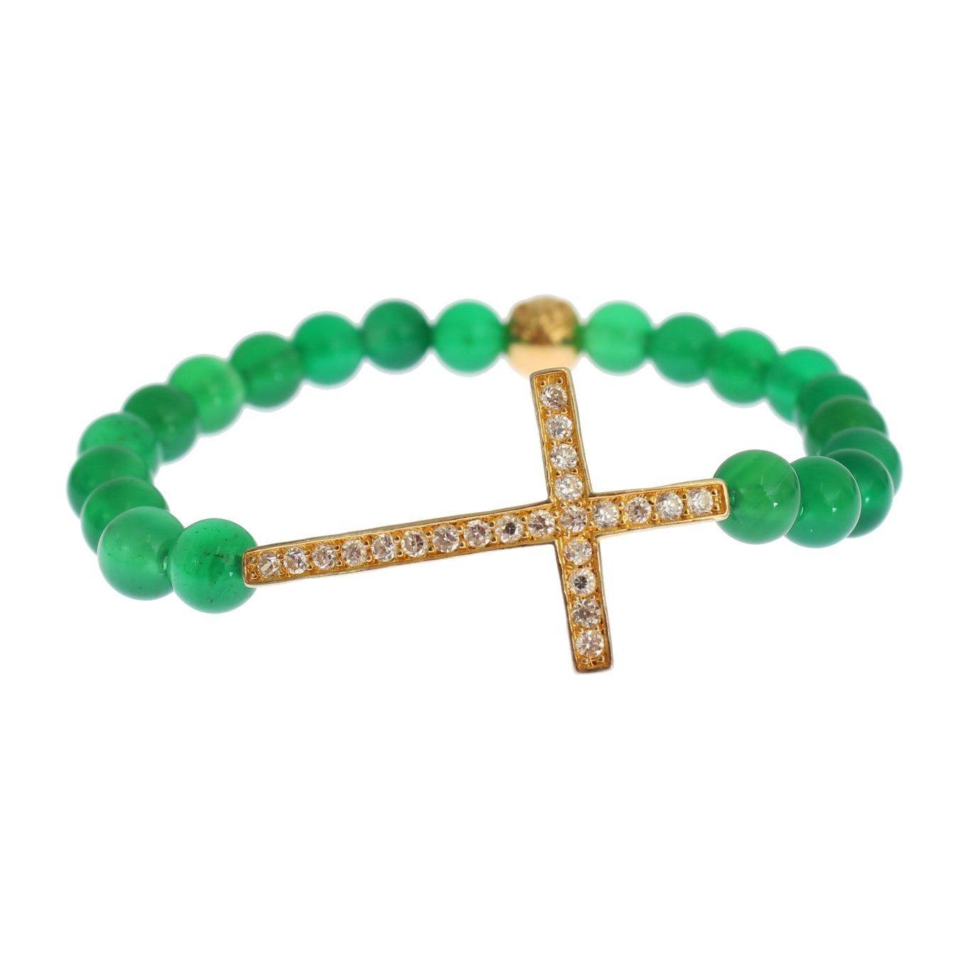 Nialaya Elegant Green Jade Bead & Gold Plated Bracelet Bracelet Nialaya Sea Green
