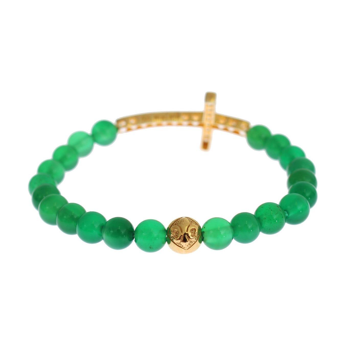 Nialaya Elegant Green Jade Bead & Gold Plated Bracelet Bracelet Nialaya Sea Green