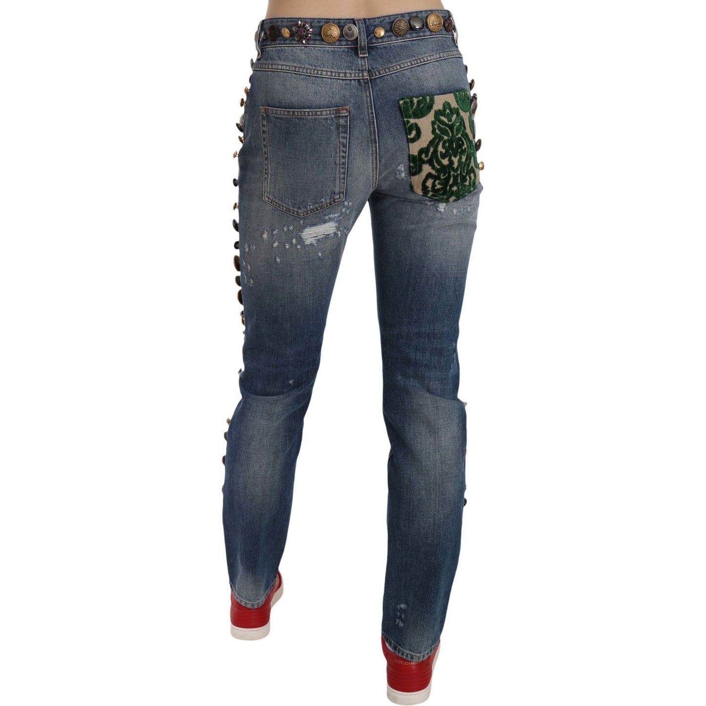 Dolce & Gabbana Crystal Embellished Luxury Denim Jeans Dolce & Gabbana Dark Slate Gray