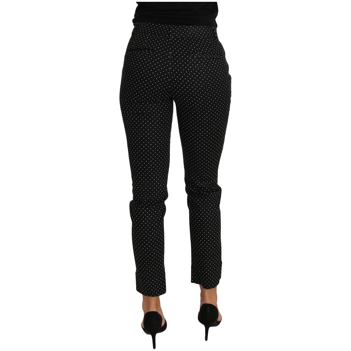 Dolce & Gabbana Elegant Polka Dot Cropped Trousers Jeans & Pants Dolce & Gabbana Black
