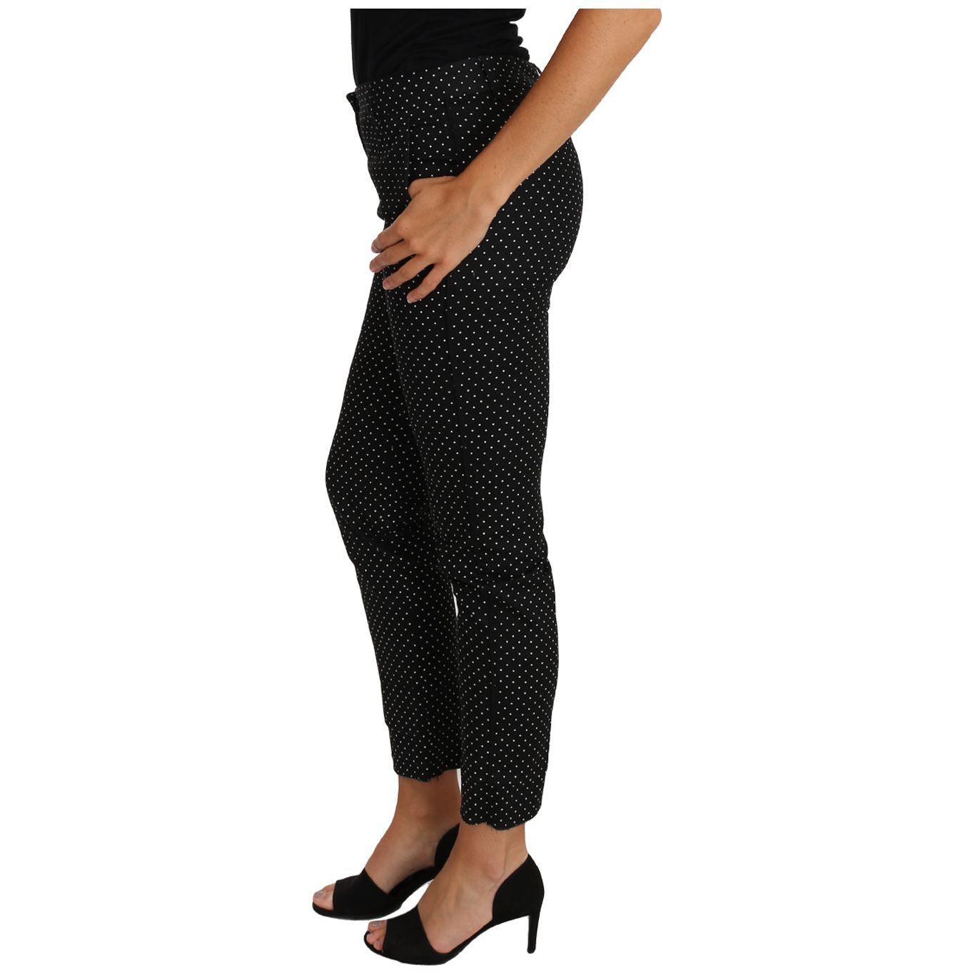 Dolce & Gabbana Elegant Polka Dot Cropped Trousers Jeans & Pants Dolce & Gabbana Rosy Brown