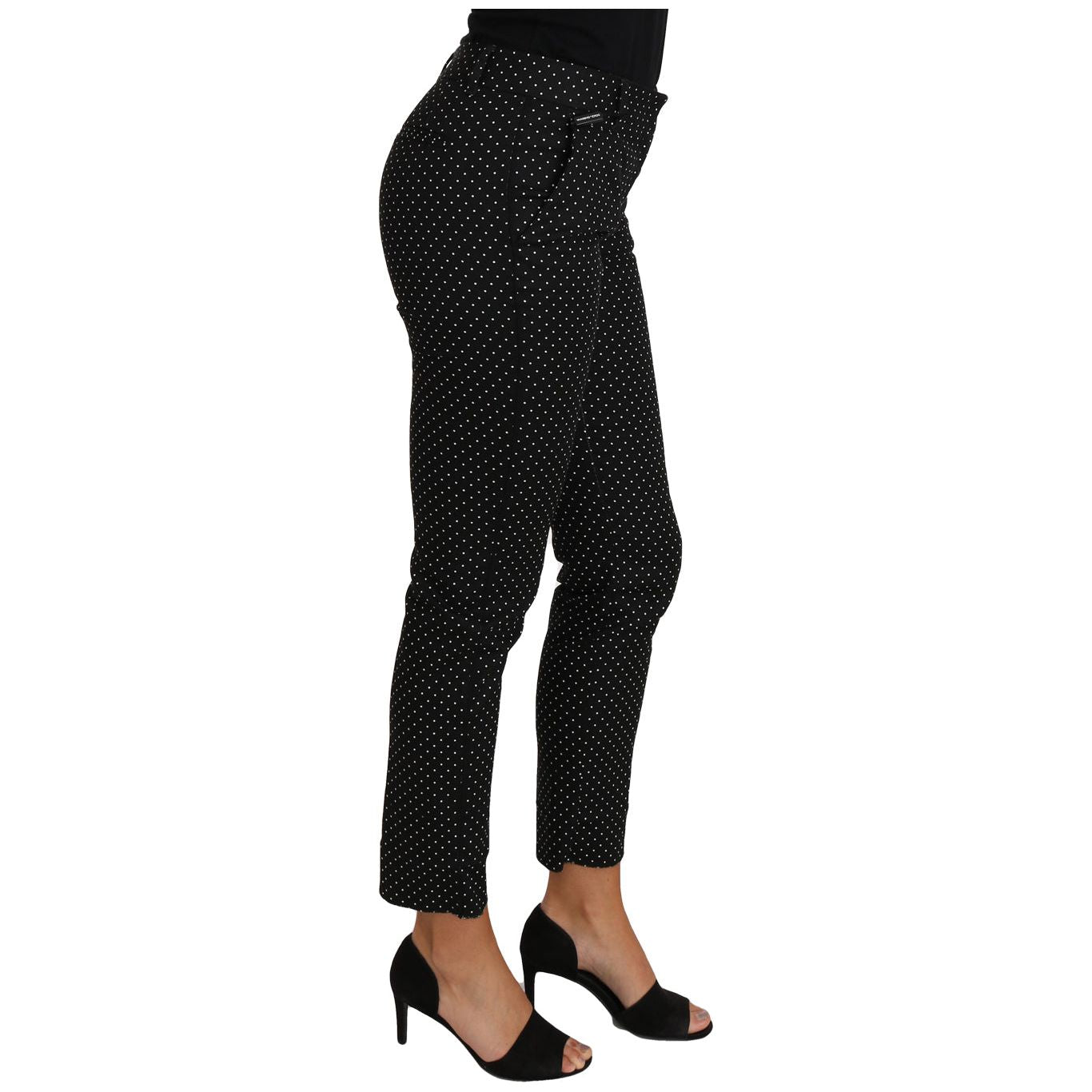 Dolce & Gabbana Elegant Polka Dot Cropped Trousers Jeans & Pants Dolce & Gabbana Black