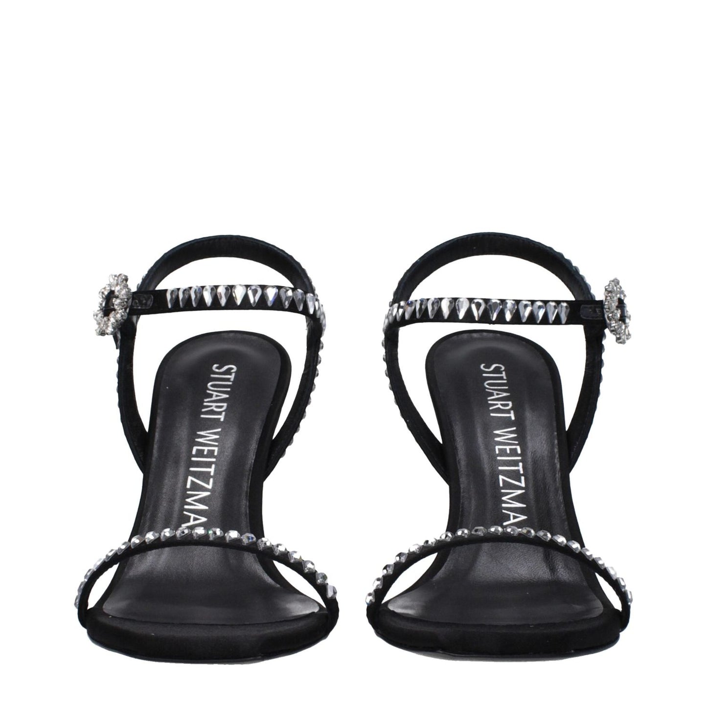 Stuart Weitzman Black Satin Stiletto Heels Sandals