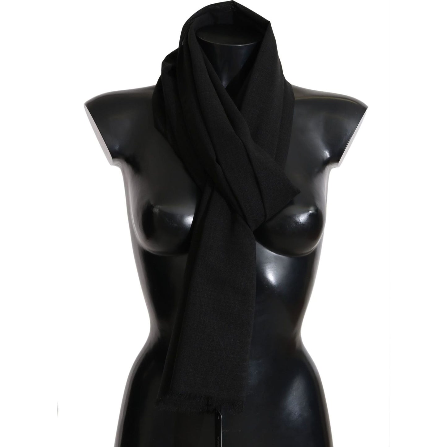 Dolce & Gabbana Elegant Black Wool Blend Scarf Dolce & Gabbana Black