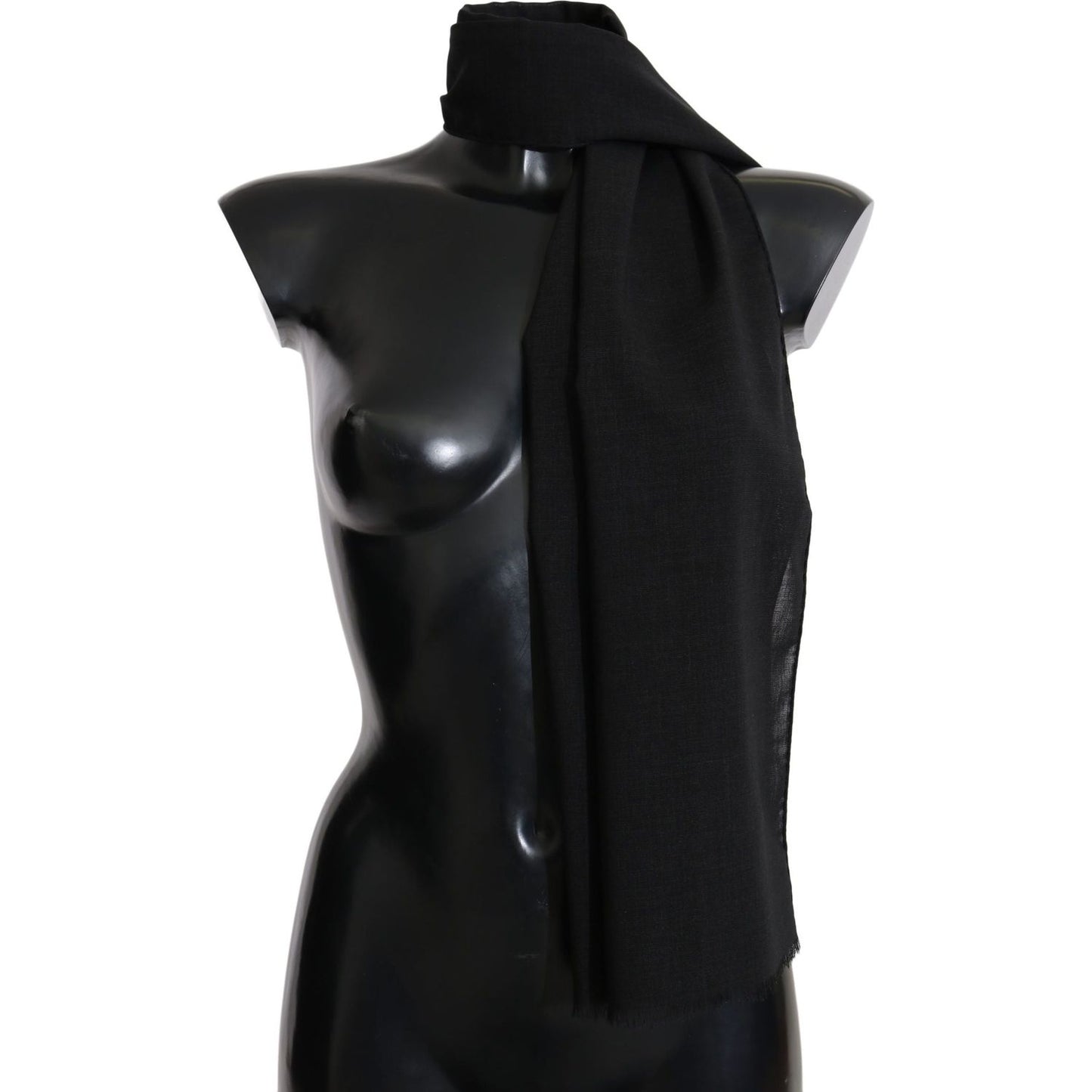 Dolce & Gabbana Elegant Black Wool Blend Scarf Dolce & Gabbana Black